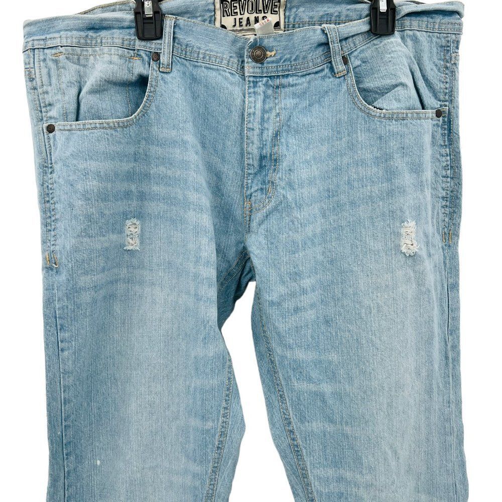 Mens Revolve Distressed Light Wash Jeans Size 40 X 32 - Picture 3 of 16
